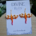 sunset daisy dragon earrings - gothic jewellery - gift ideas for her - elegant clay earrings