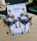 celestial bat earrings - halloween earrings - clay jewellery