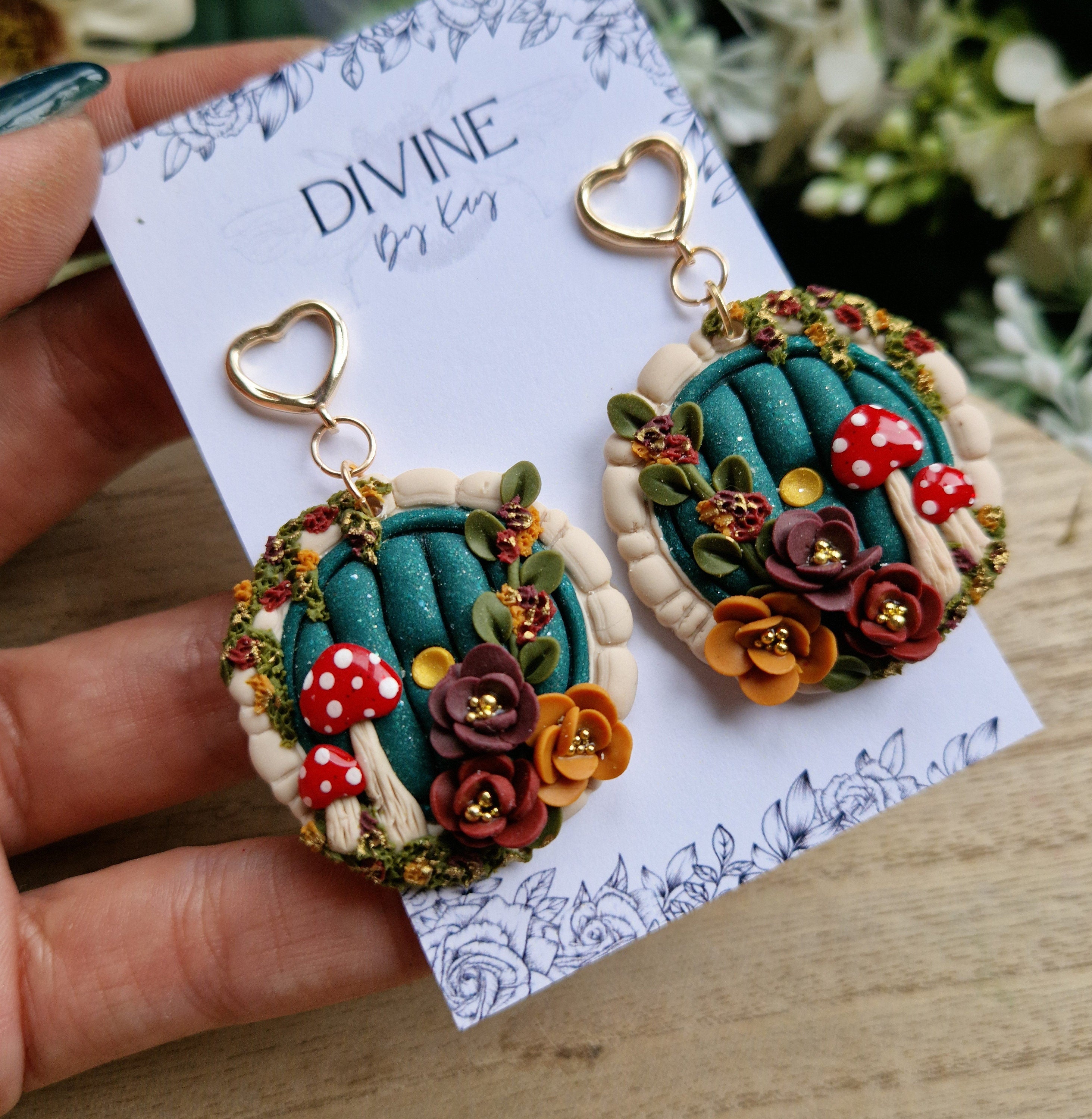 Mushroom Hobbit Door Clay Earrings – Cottagecore Whimsical Jewelry