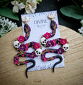 Handmade Clay Snake Earrings: Floral Skull Jewelry