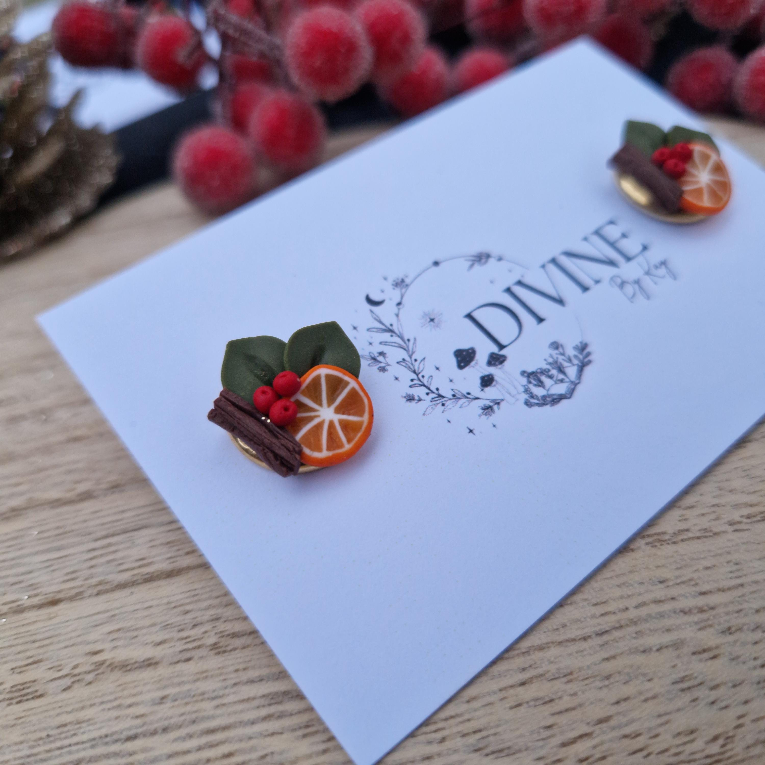 Christmas Stud Earrings: Festive Orange Fruit Charms