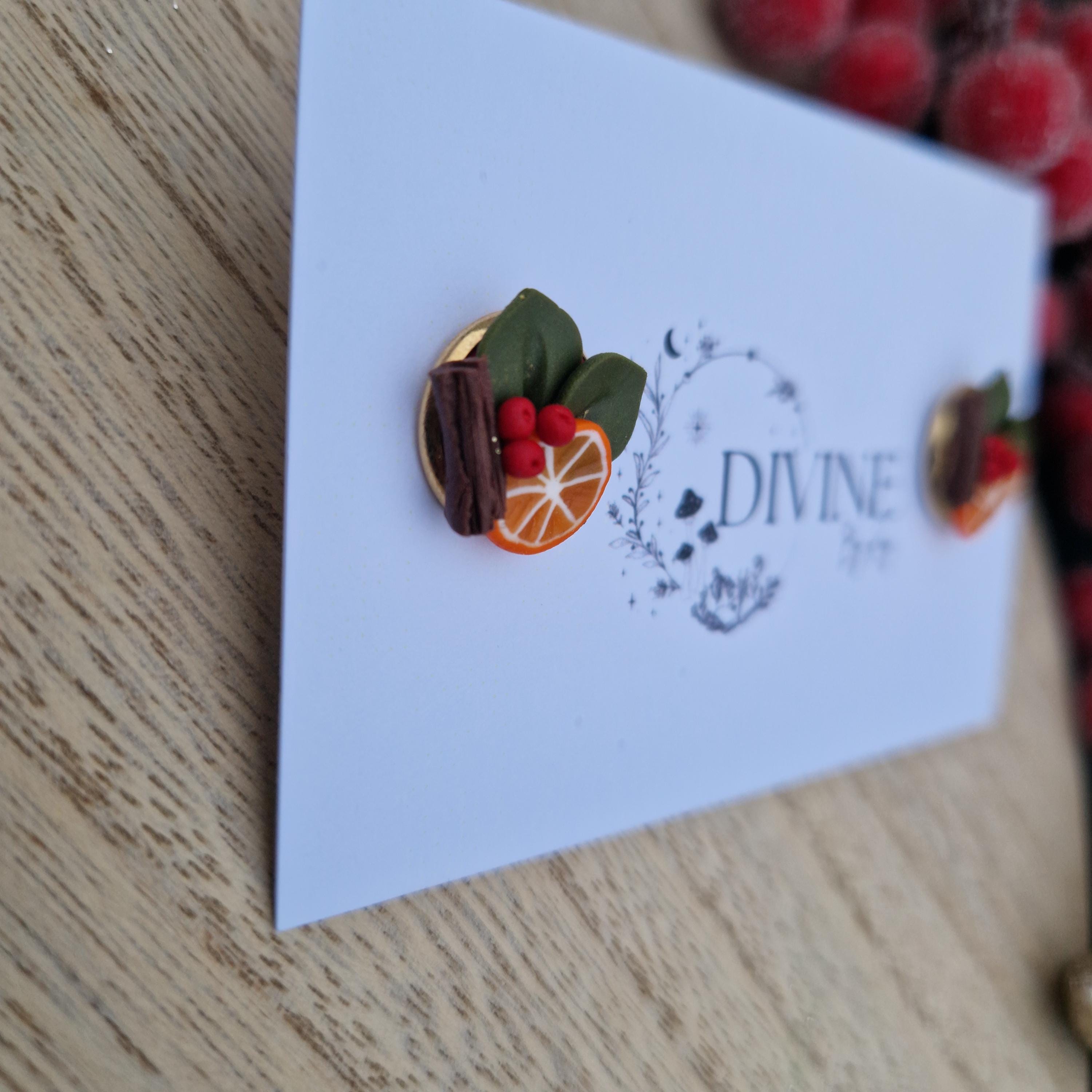 Christmas Stud Earrings: Festive Orange Fruit Charms