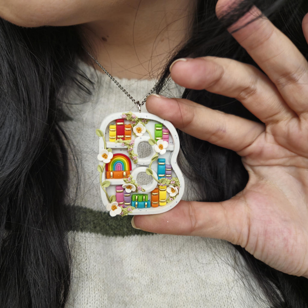 Personalized Bookshelf Necklace: Book Lover Gift