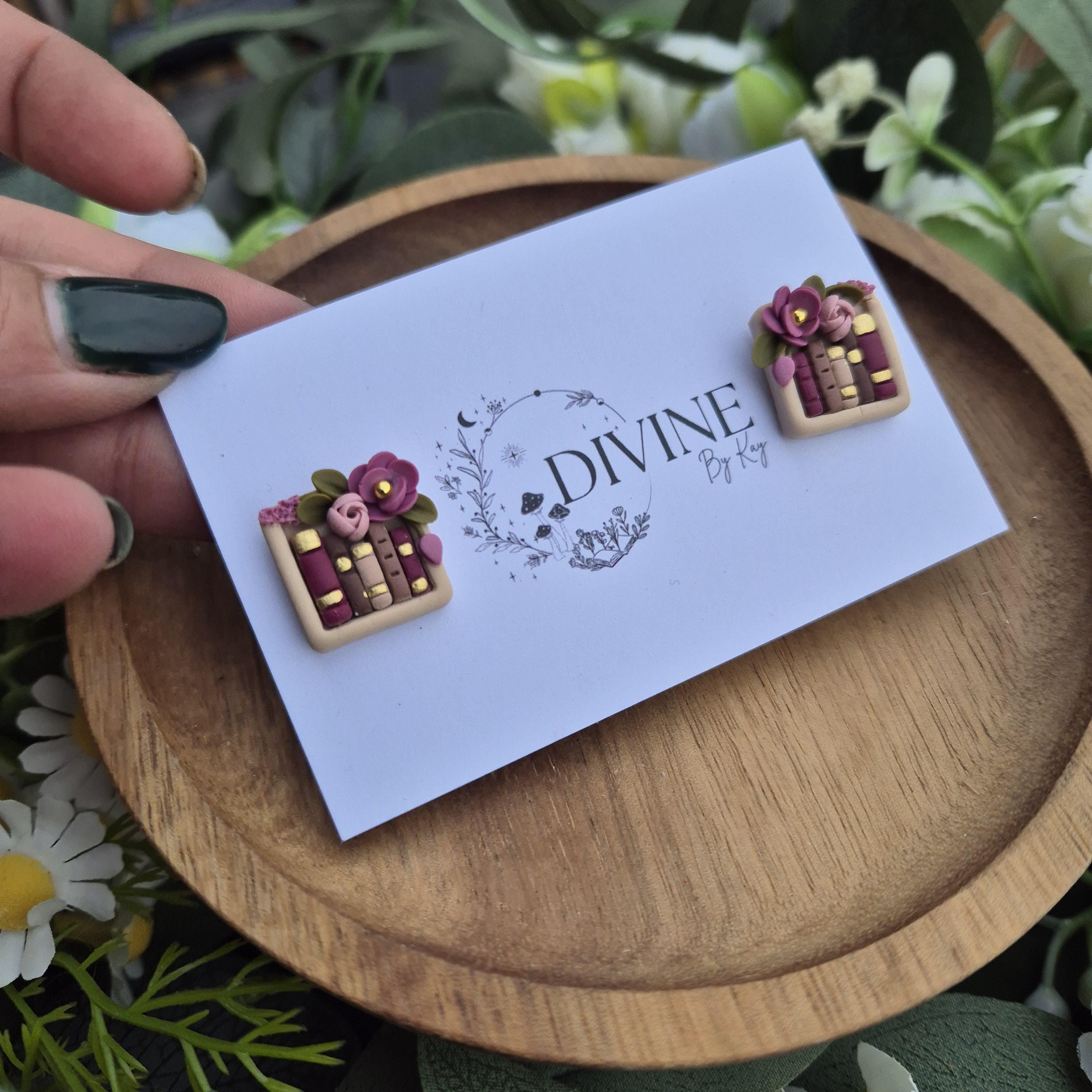 Handmade Clay Book Stud Earrings: Quirky Book Lover Gift