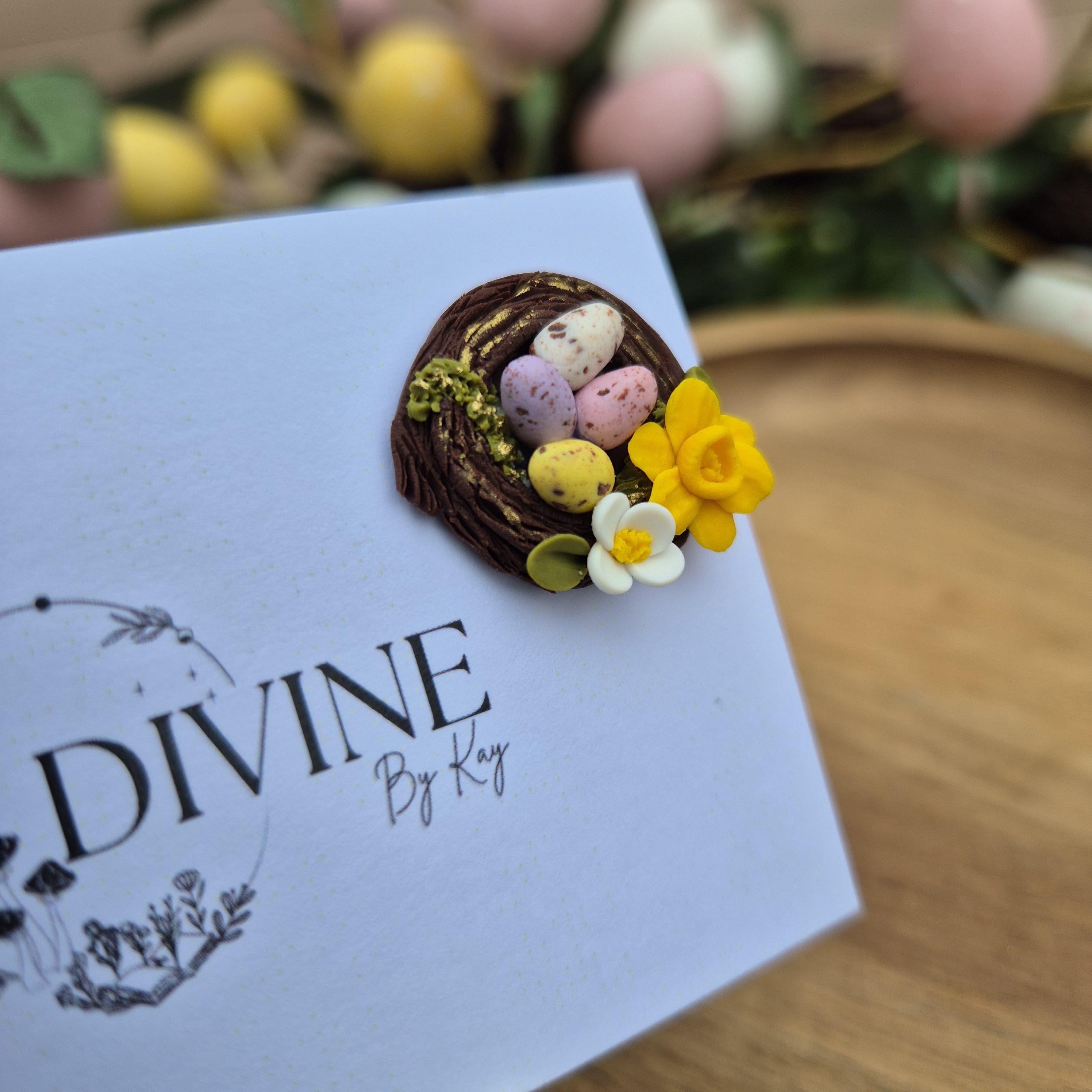 Handmade Clay Easter Egg Nest Earrings: Spring Daffodil Jewelry