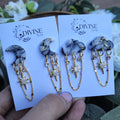 Stormy Cloud Dangle Earrings: Gold Star CZ Chain, Celestial Jewelry