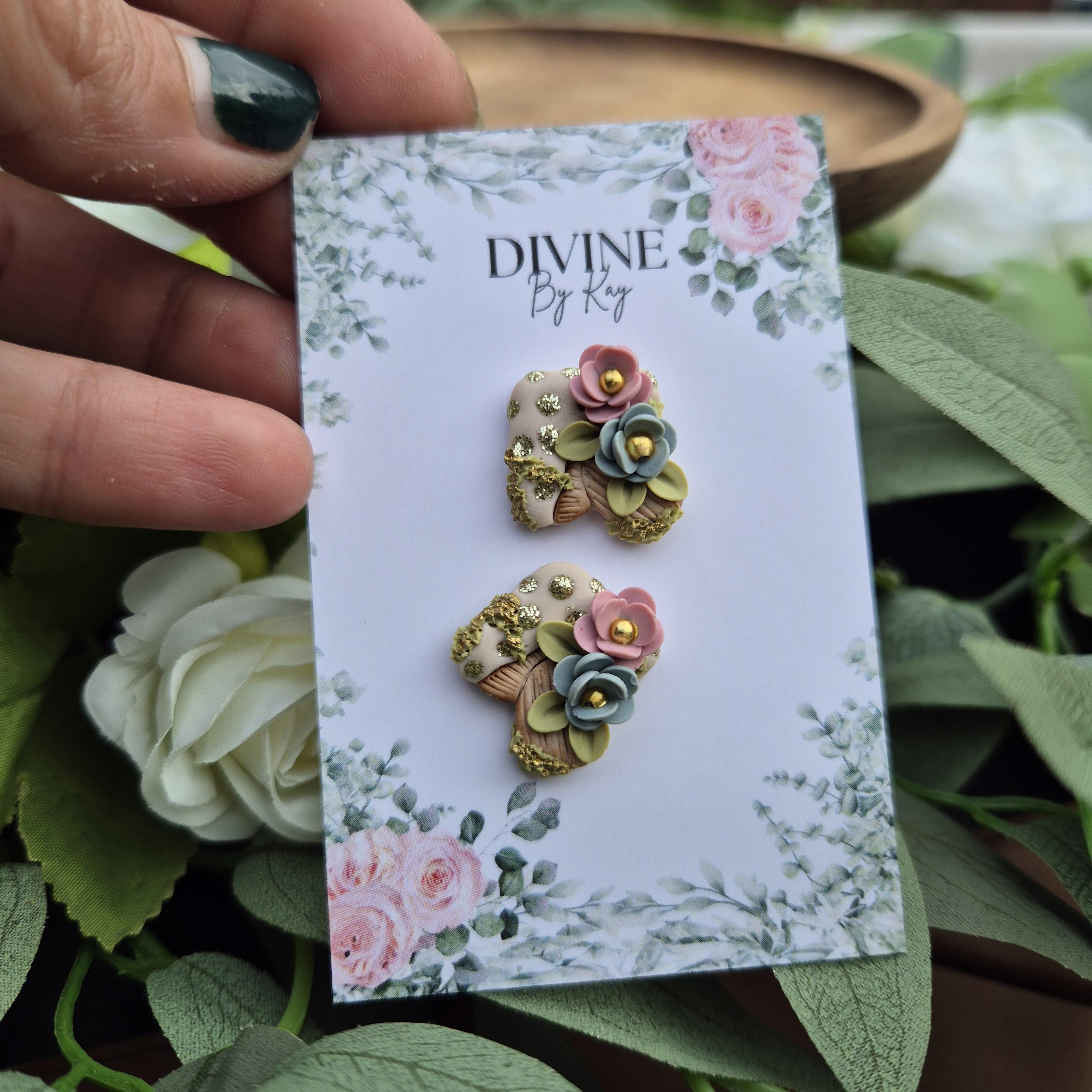 Handmade Clay Mushroom Earrings: Quirky Book Lover Jewelry