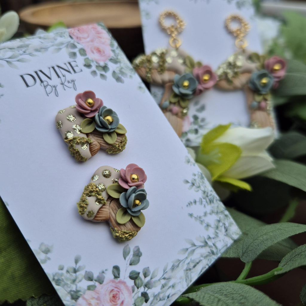 Handmade Clay Mushroom Earrings: Quirky Book Lover Jewelry
