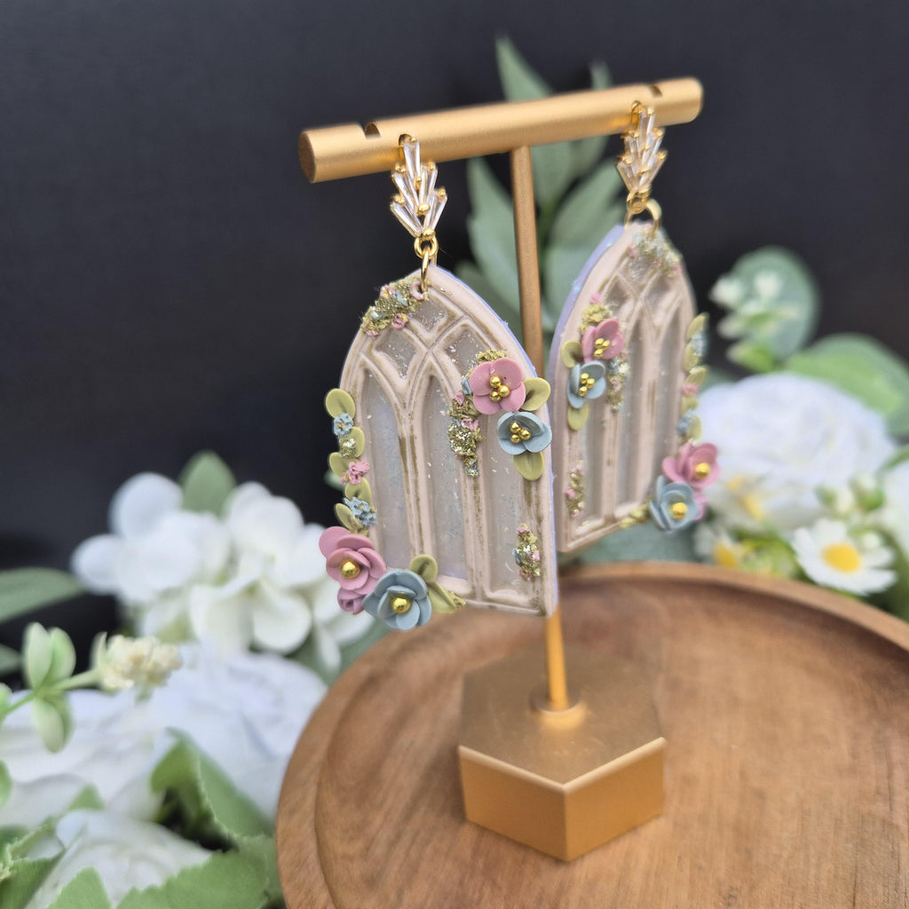DREAM window earrings - stained glass windows - celestial dangle earrings