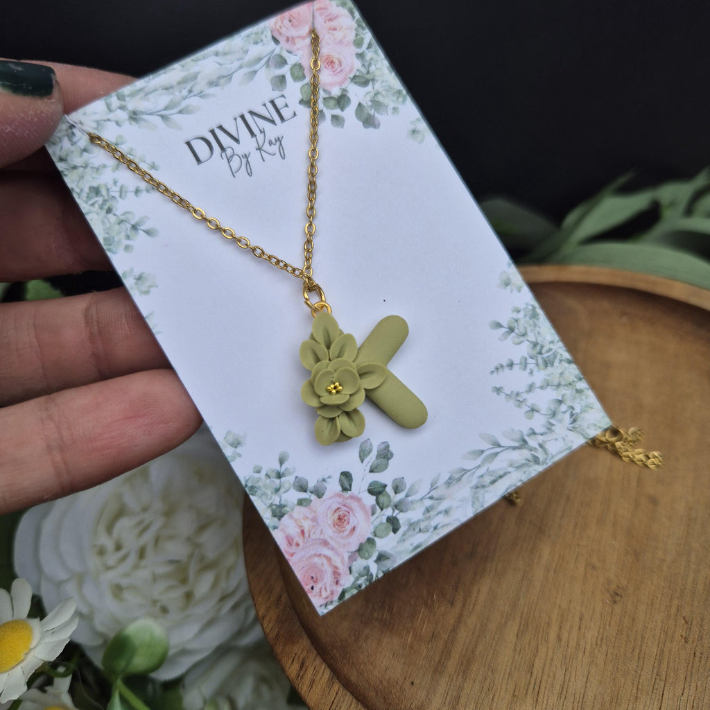 Flower Initial Pendant Necklace: Personalized Birthday Gift
