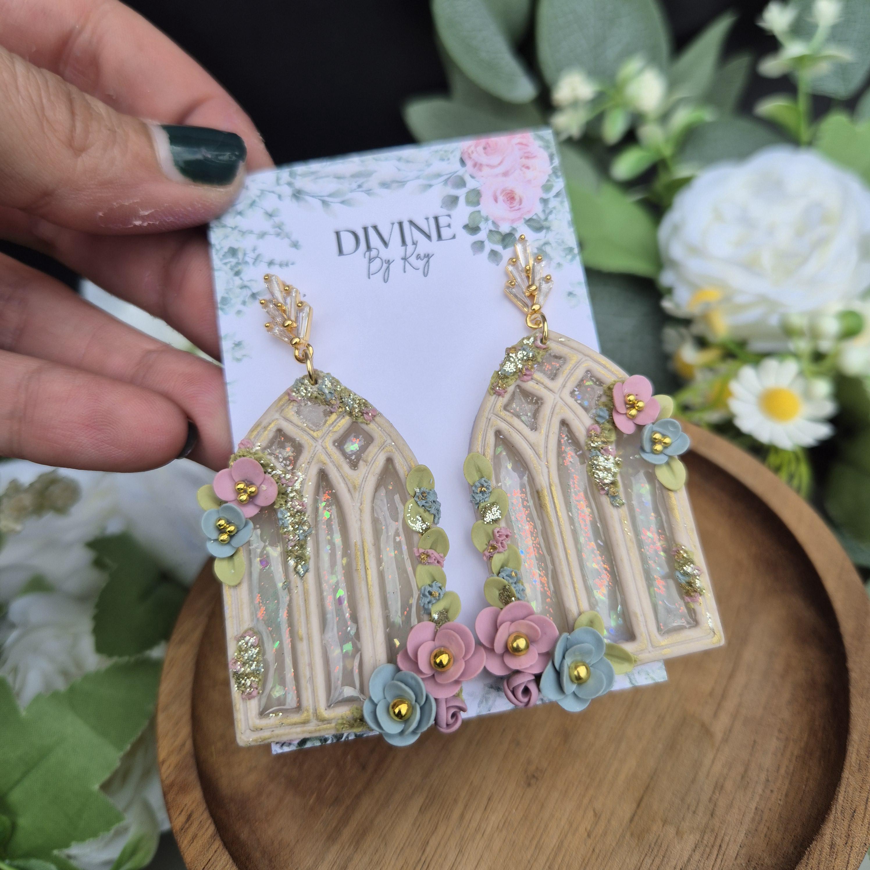 DREAM window earrings - stained glass windows - celestial dangle earrings