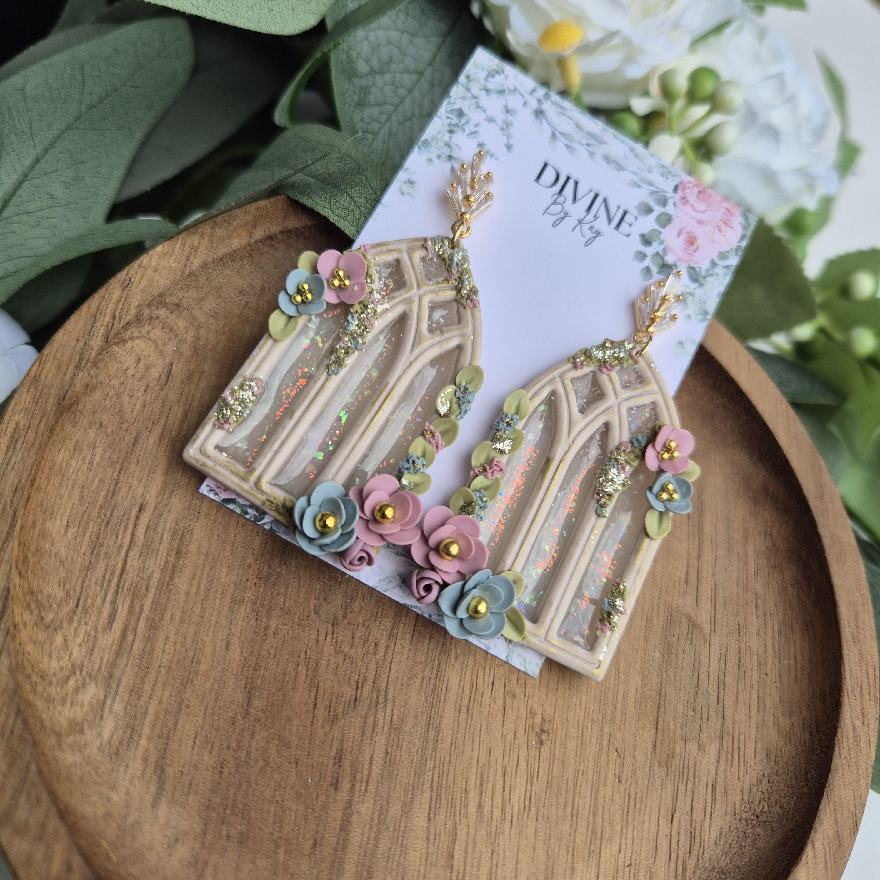 DREAM window earrings - stained glass windows - celestial dangle earrings