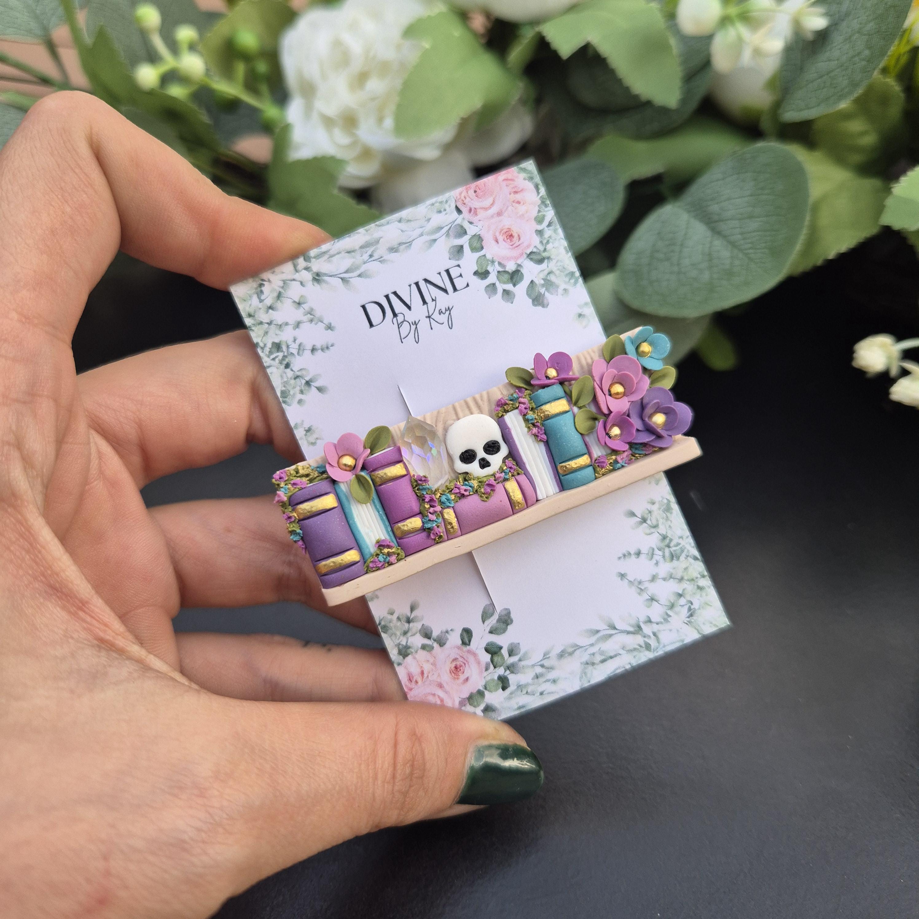 Skull Bookcase Earrings: Witchcraft Book Lover Gift