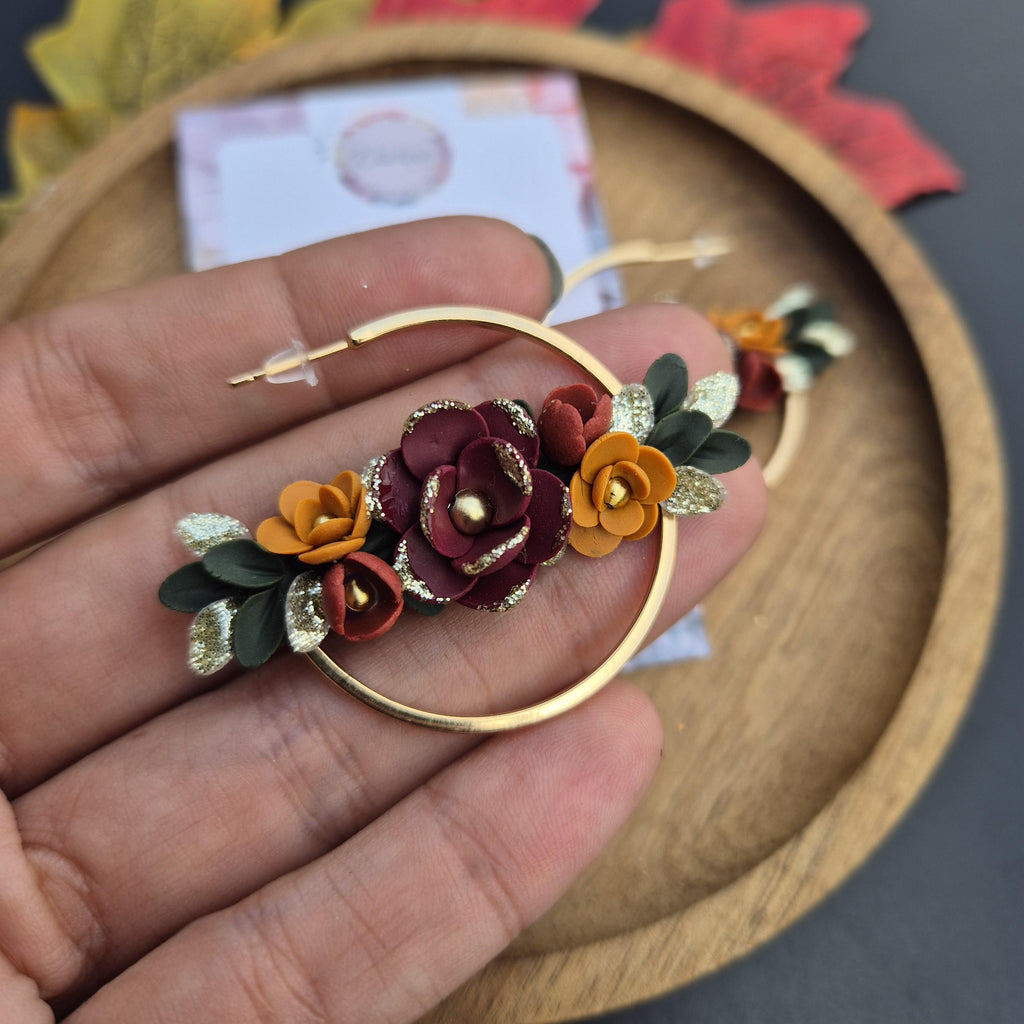 Floral Clay Dangle Earrings: Elegant Flower Statement Jewelry