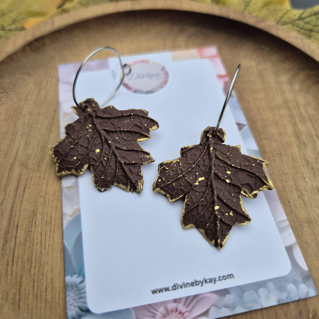 Clay Autumn Leaf Dangle Earrings: Nature-Inspired Jewelry