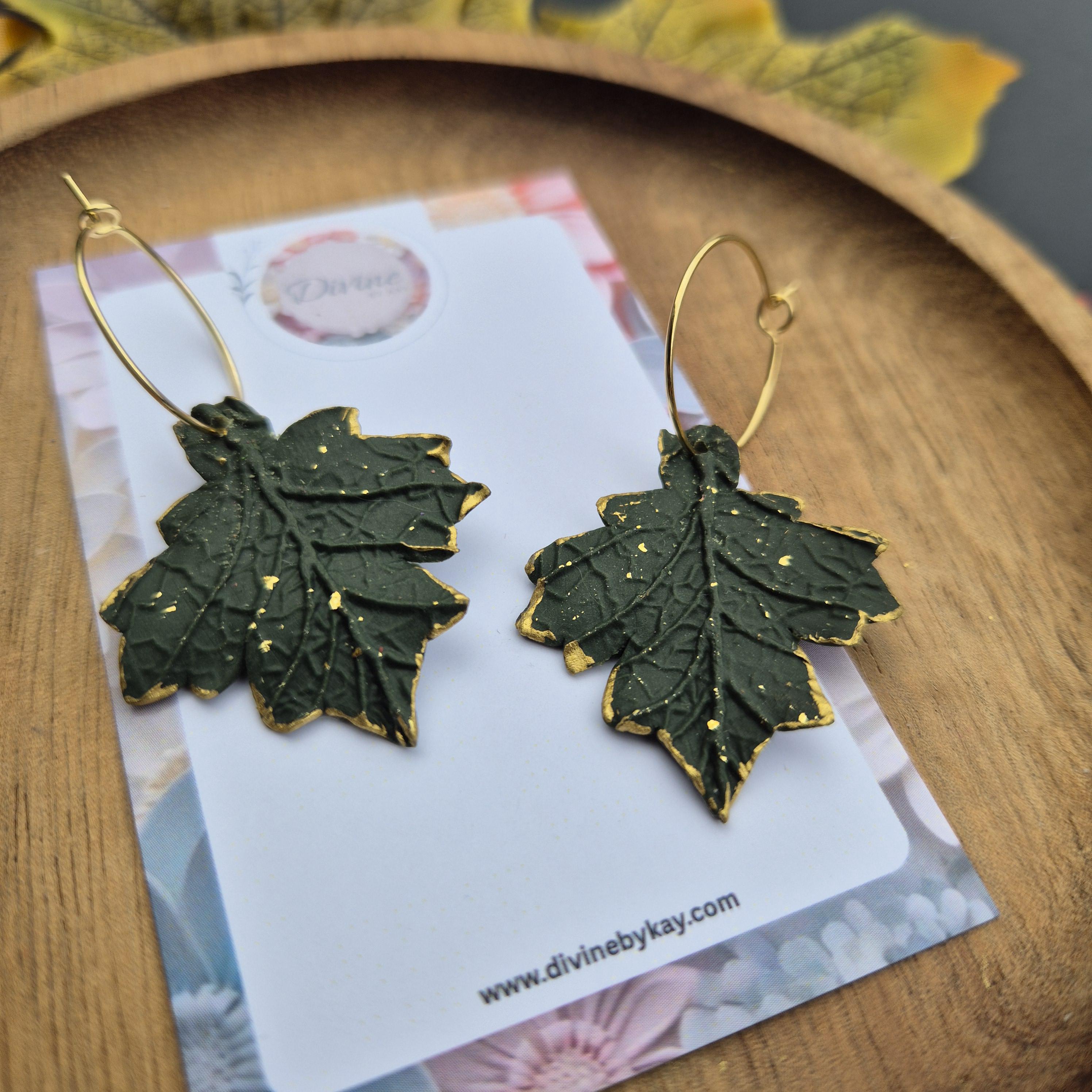 Clay Autumn Leaf Dangle Earrings: Nature-Inspired Jewelry
