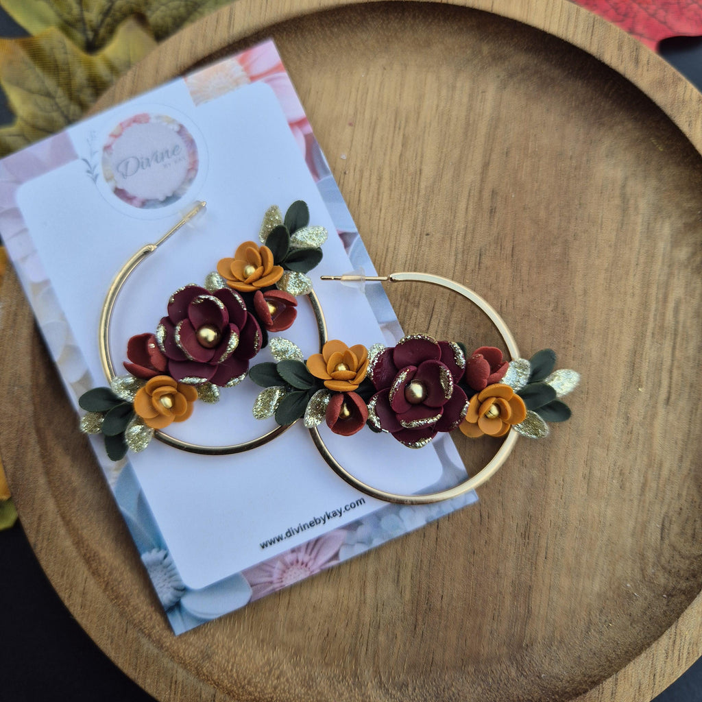 Floral Clay Dangle Earrings: Elegant Flower Statement Jewelry