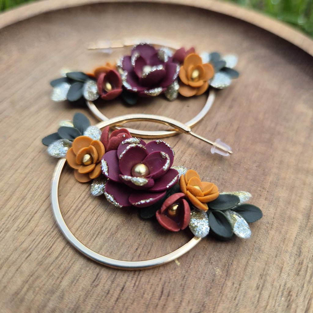 Floral Clay Dangle Earrings: Elegant Flower Statement Jewelry