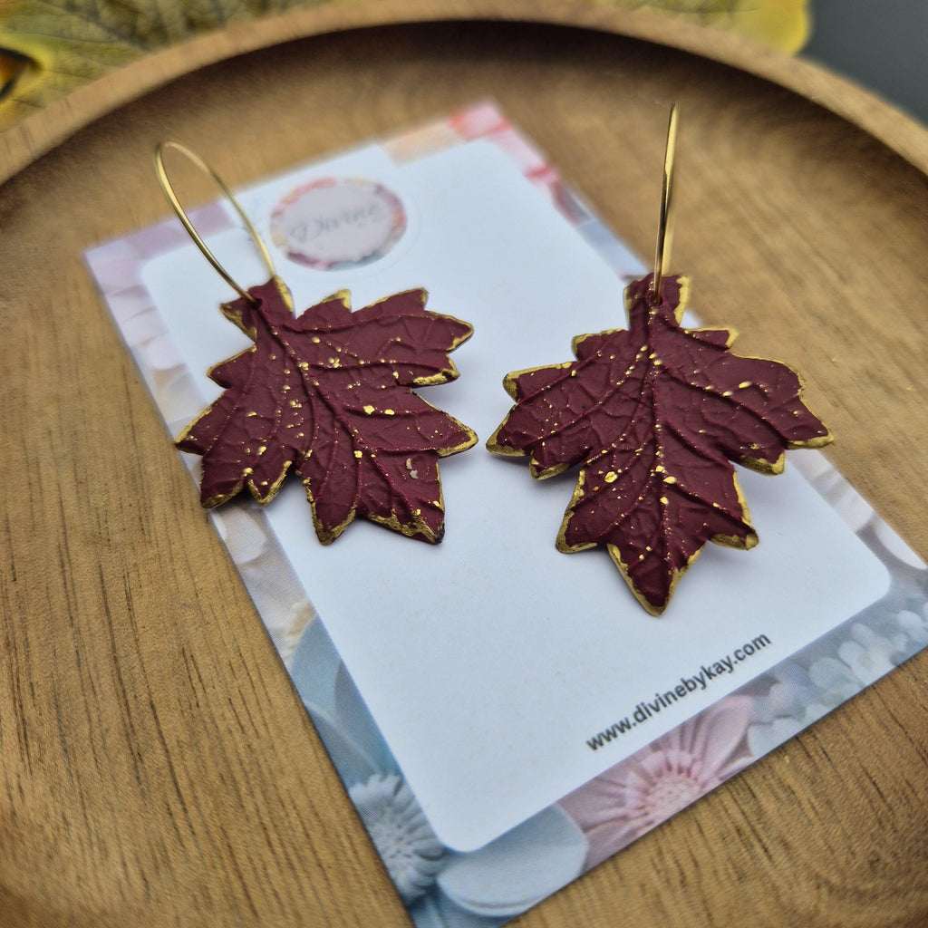 Clay Autumn Leaf Dangle Earrings: Nature-Inspired Jewelry