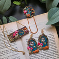 Hobbit door Book jewellery: Handcrafted paperclip bookmark, fairy door dangle earrings