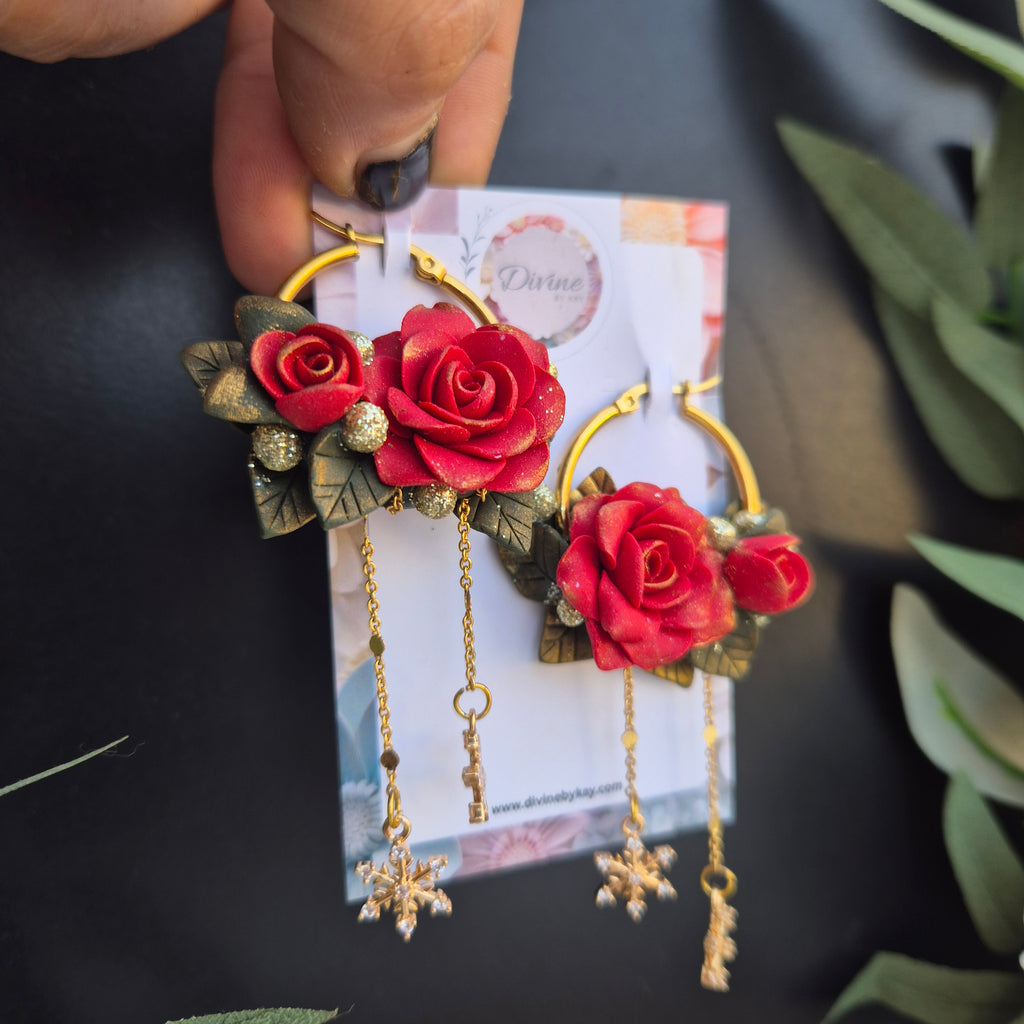Rose dangle earrings