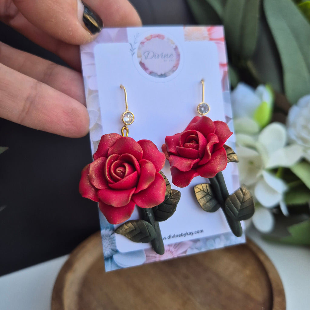 Rose dangle earrings
