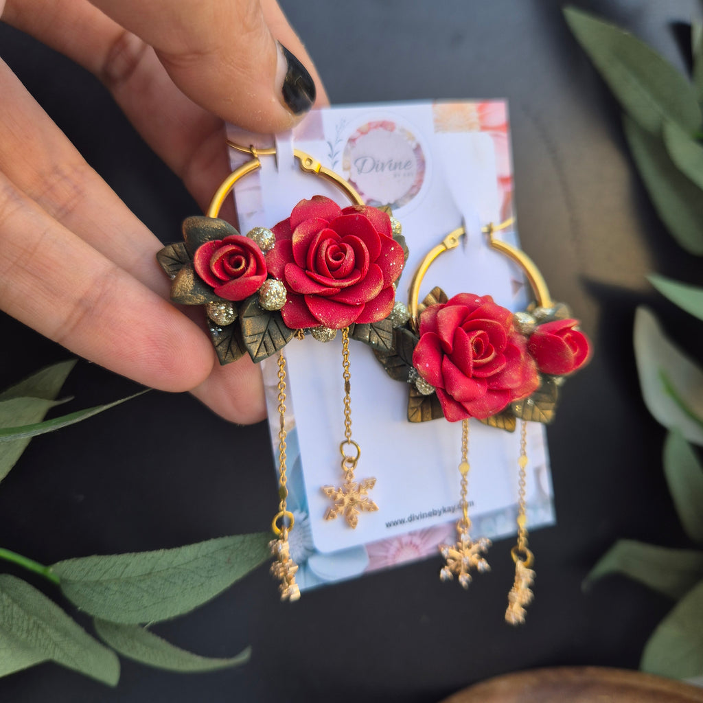 Rose dangle earrings