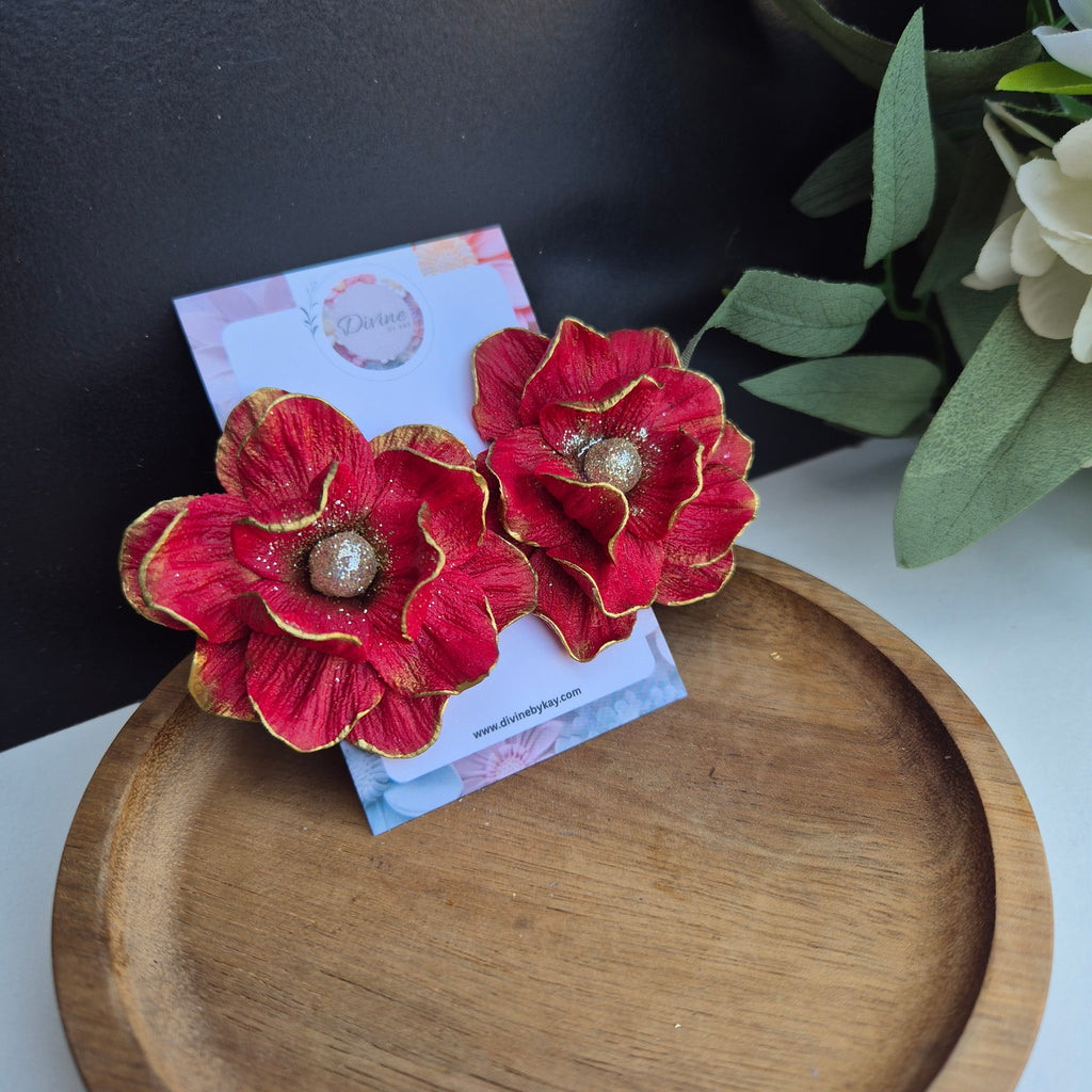 Rose stud statement earrings