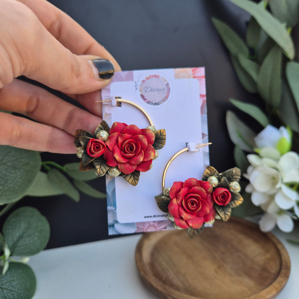 Rose dangle earrings