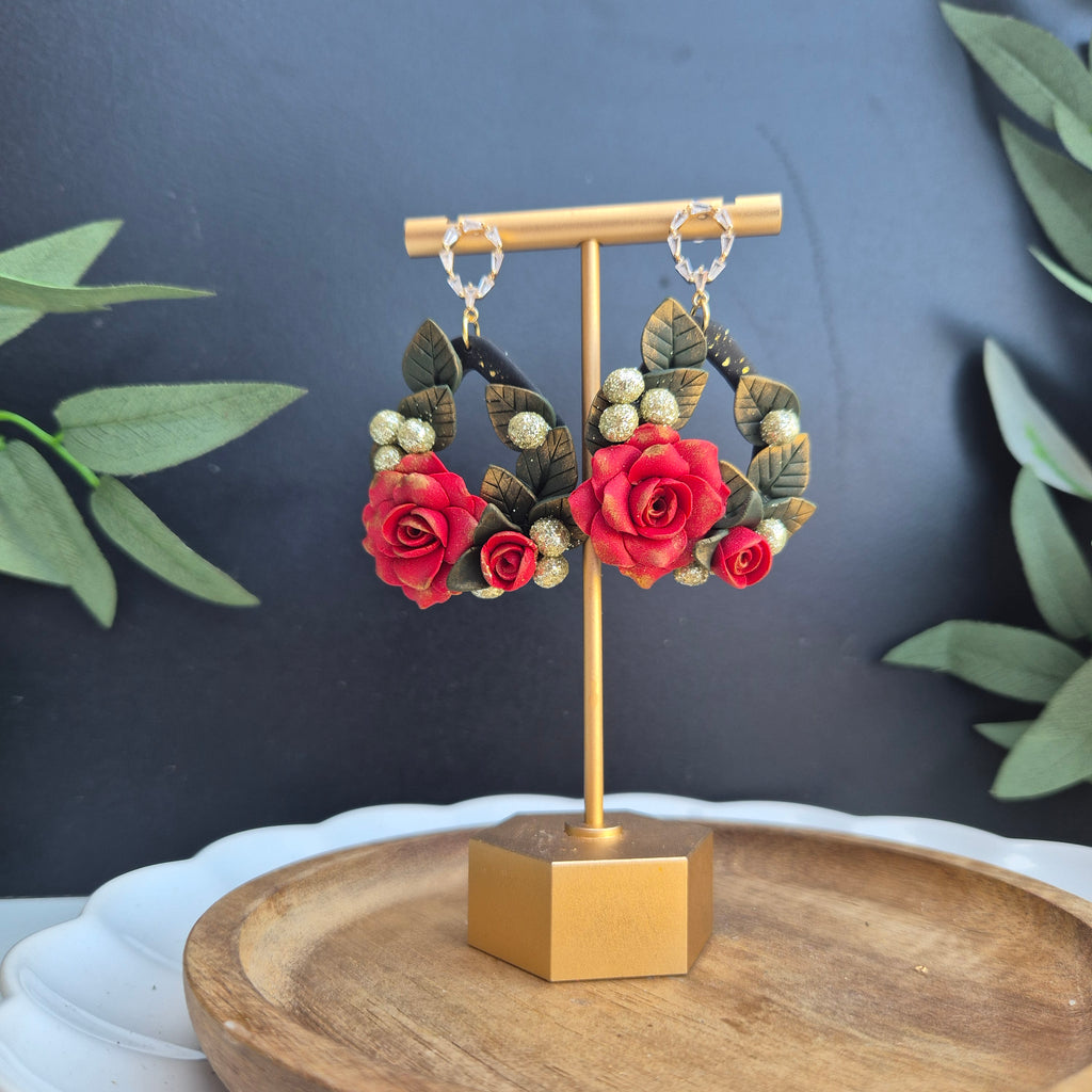 Rose dangle earrings