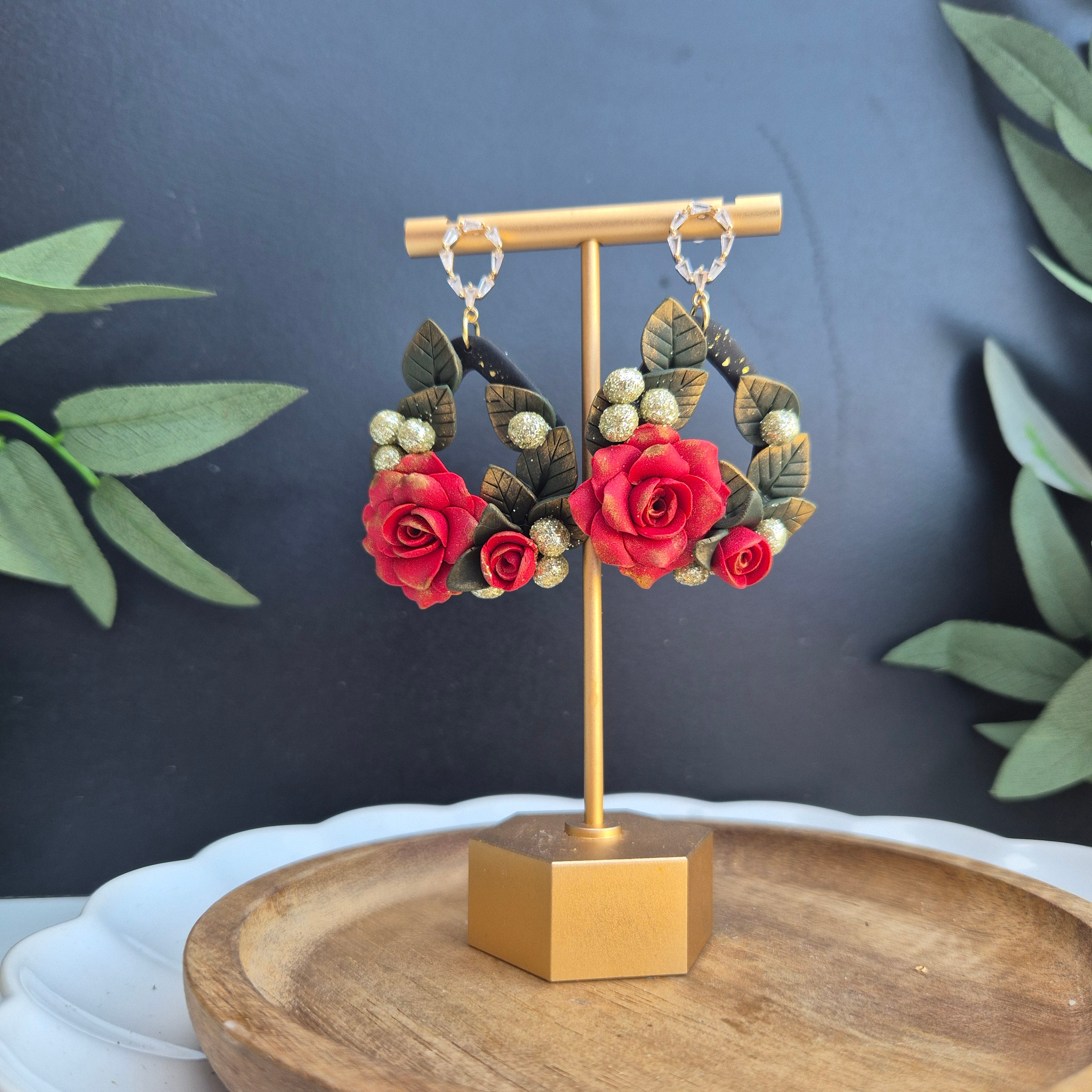 Rose dangle earrings