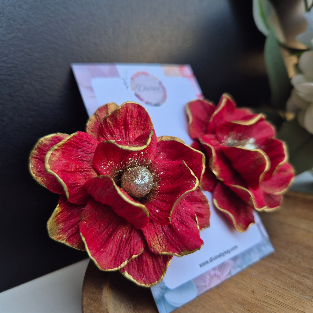 Rose stud statement earrings