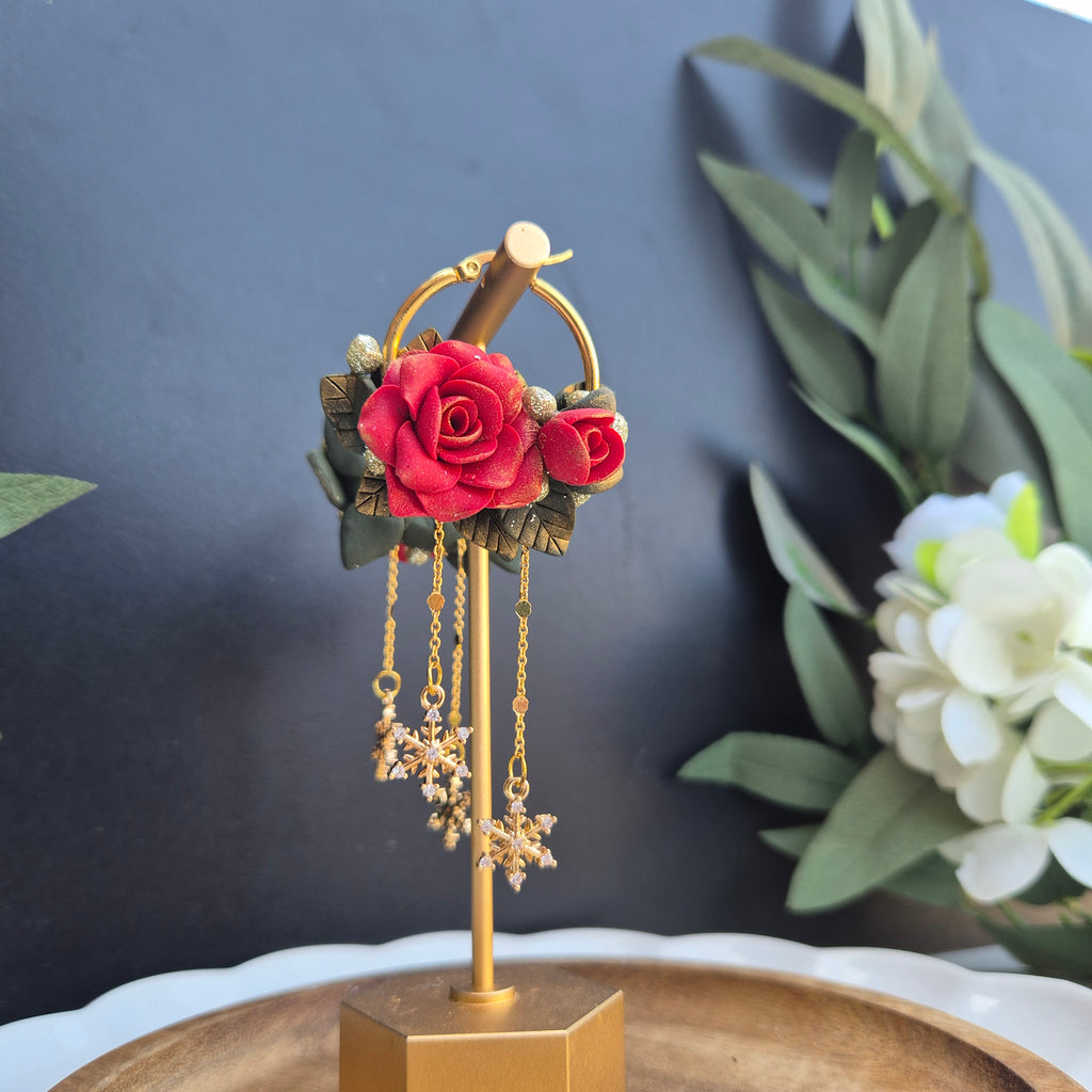 Rose dangle earrings