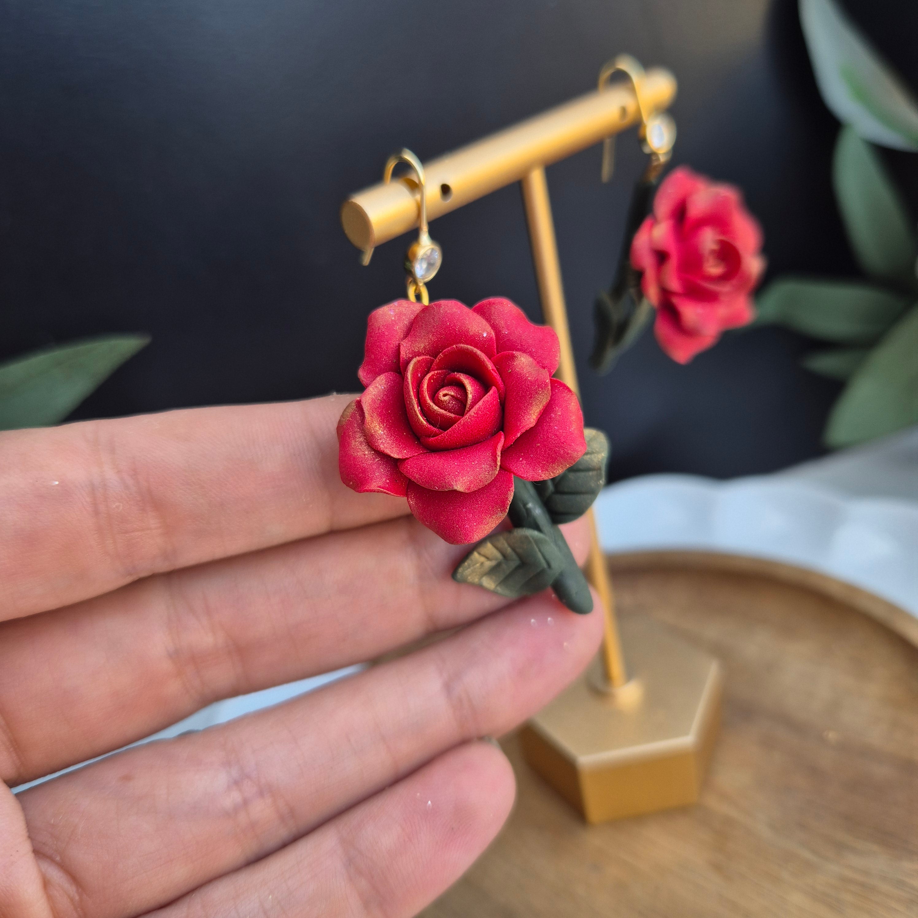 Rose dangle earrings