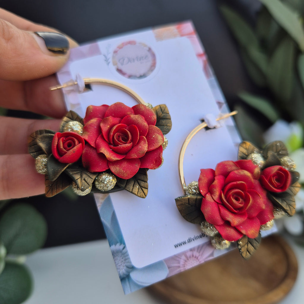 Rose dangle earrings
