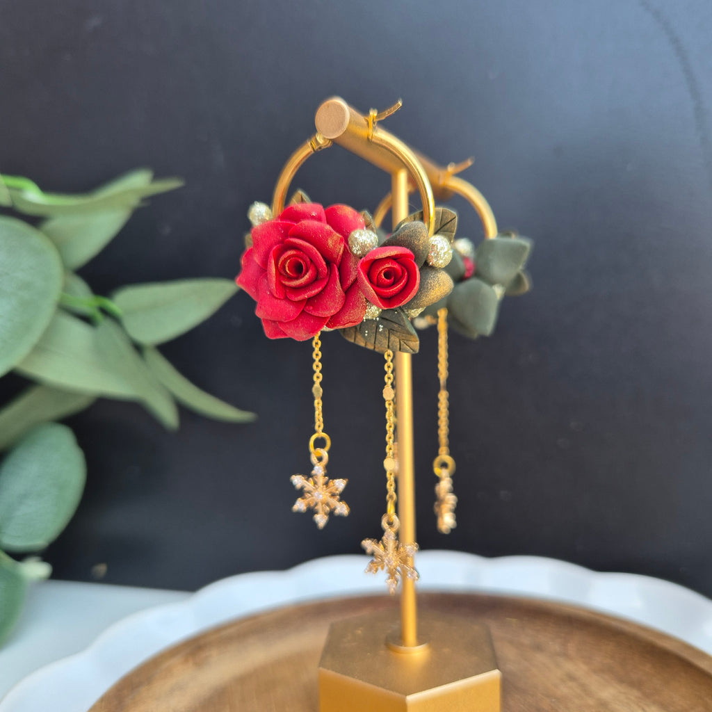 Rose dangle earrings