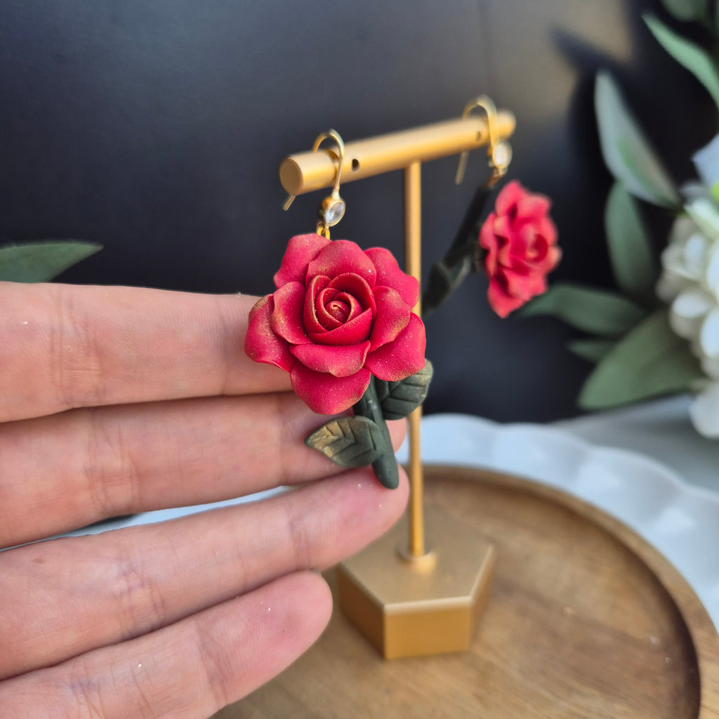 Rose dangle earrings