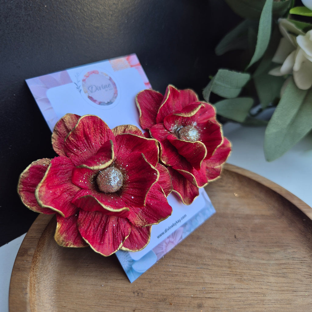 Rose stud statement earrings