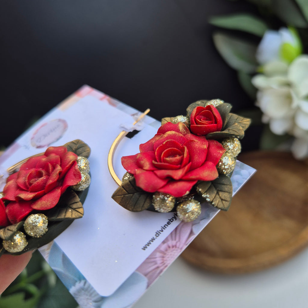 Rose dangle earrings