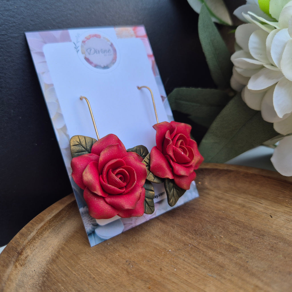 Rose dangle earrings