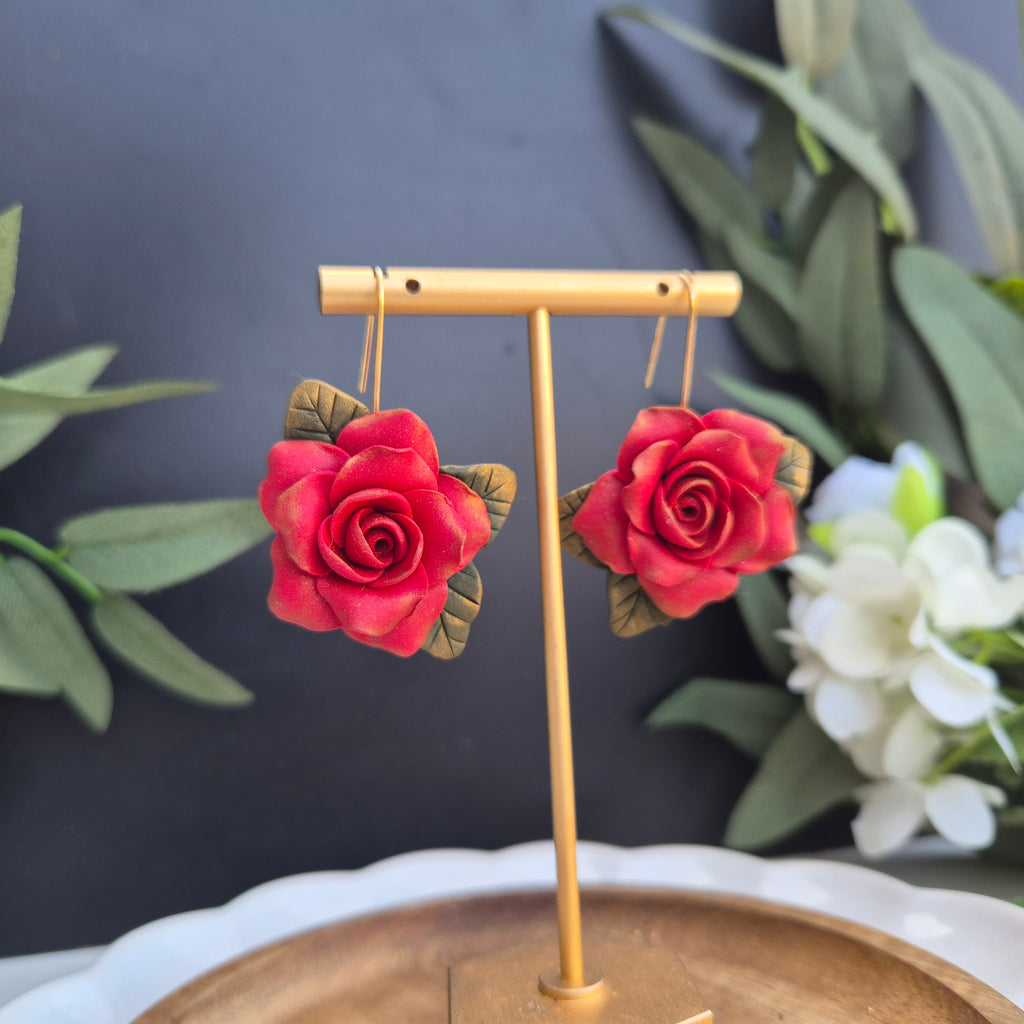 Rose dangle earrings