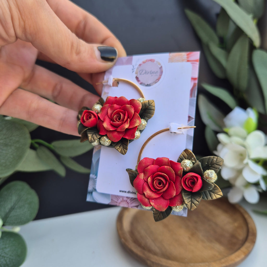 Rose dangle earrings