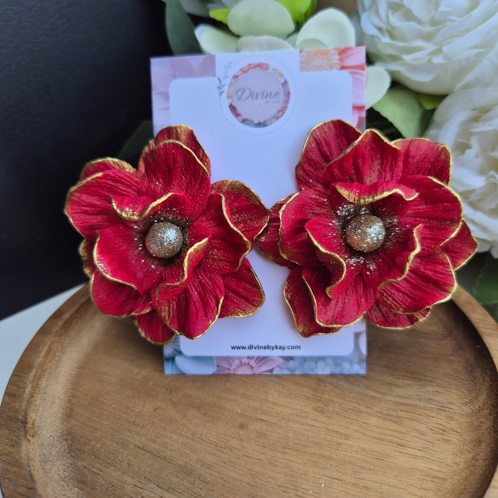 Rose stud statement earrings
