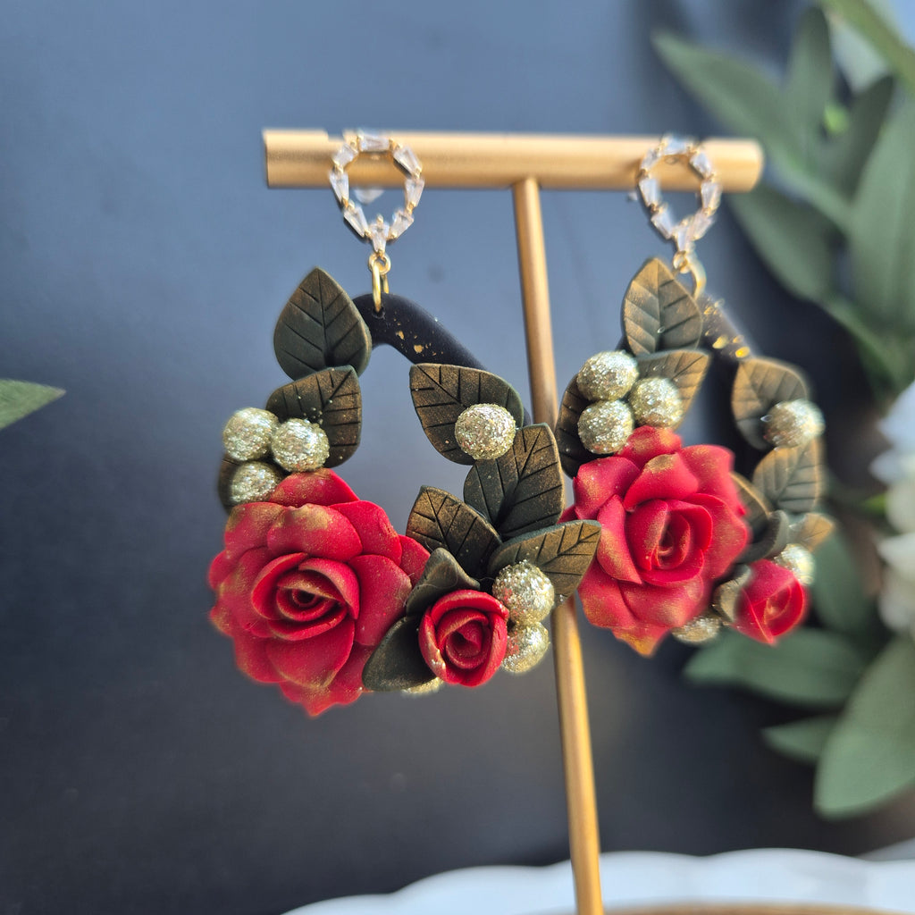 Rose dangle earrings