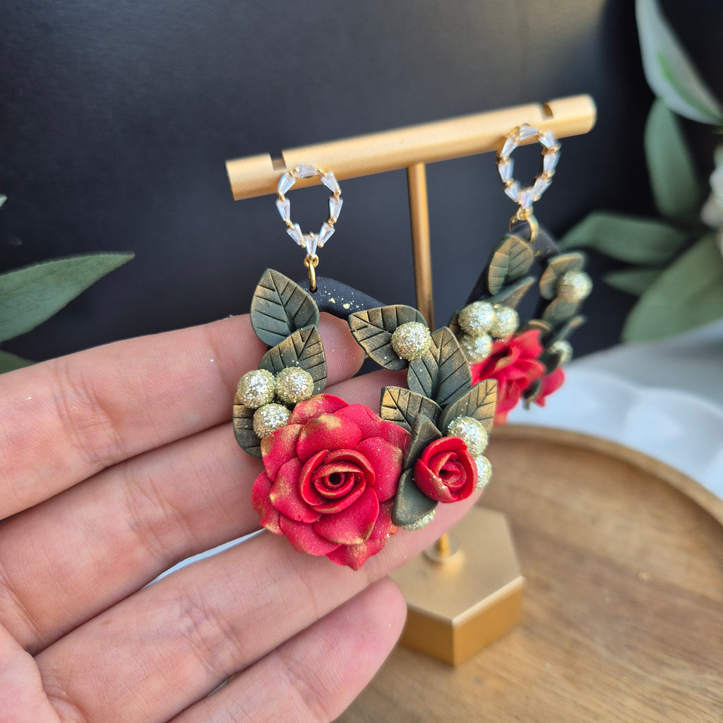Rose dangle earrings