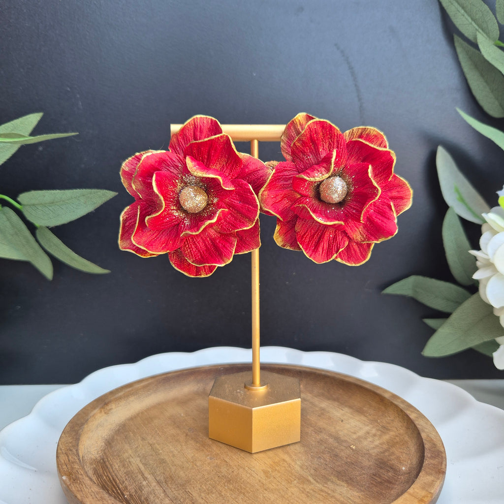 Rose stud statement earrings