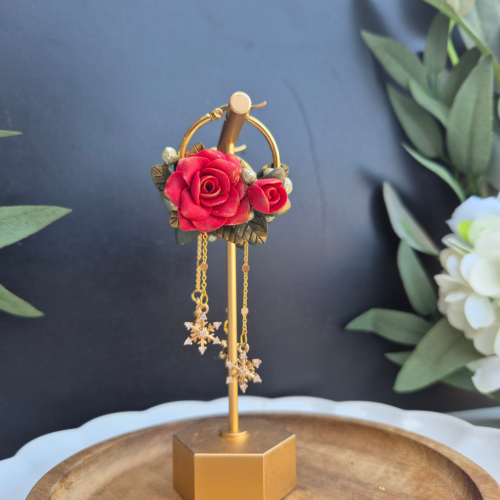 Rose dangle earrings