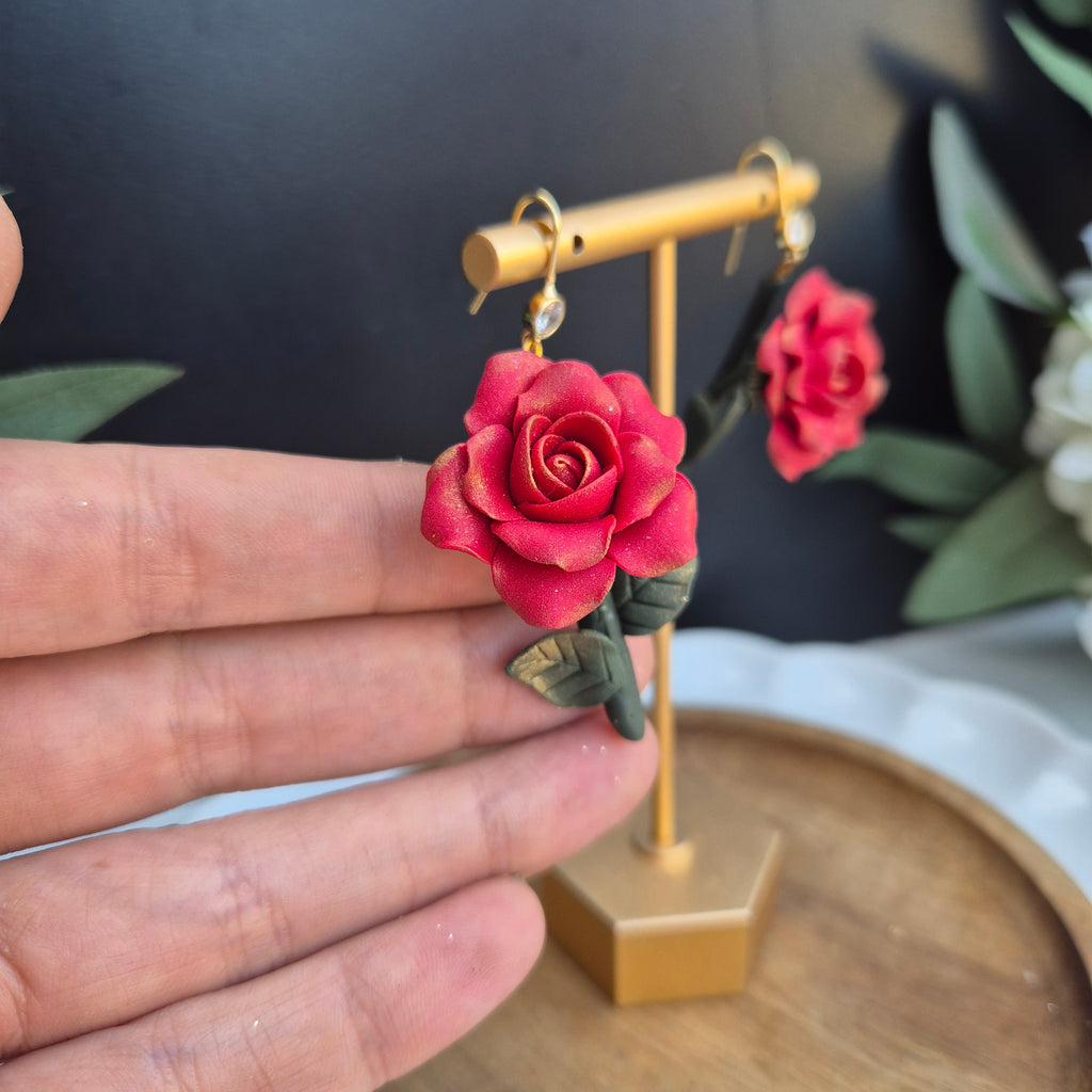 Rose dangle earrings