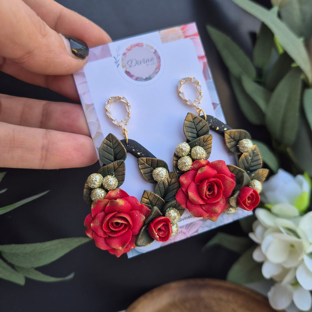 Rose dangle earrings
