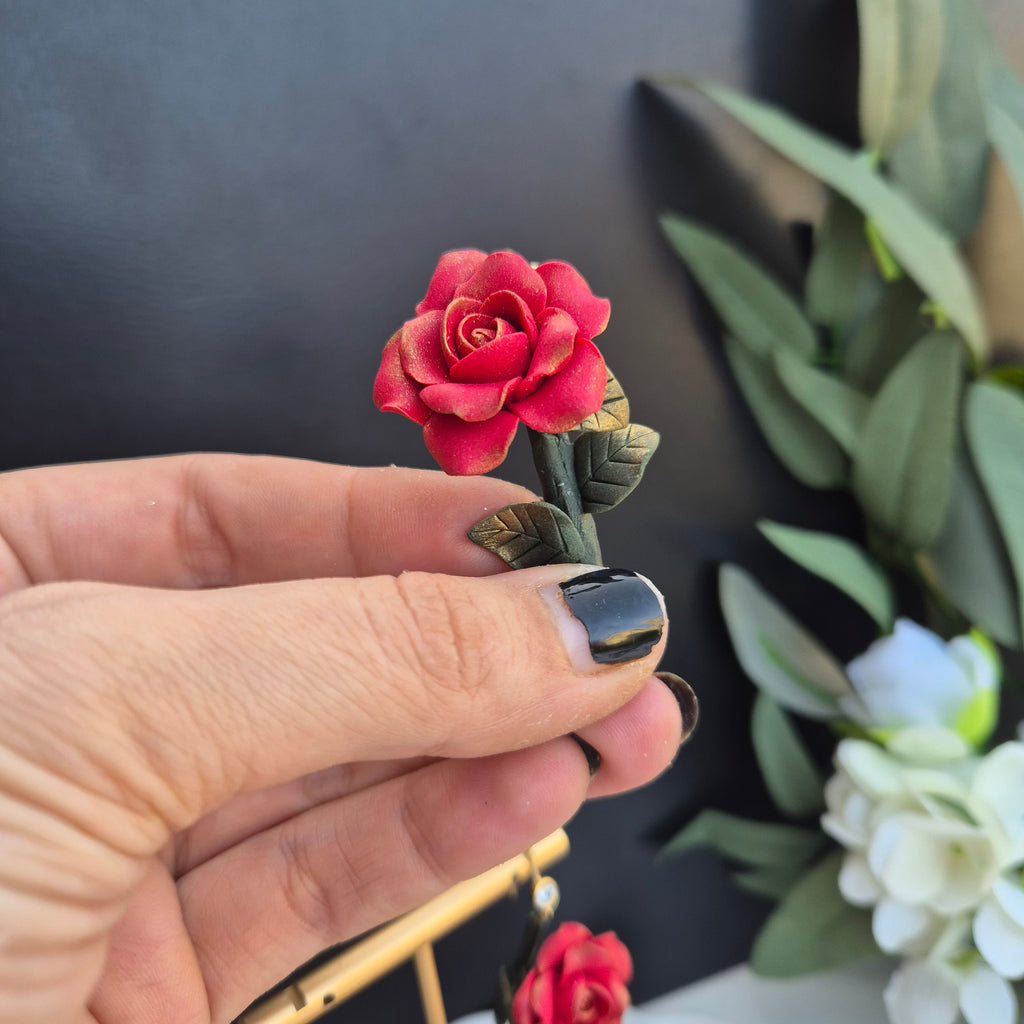 Rose dangle earrings